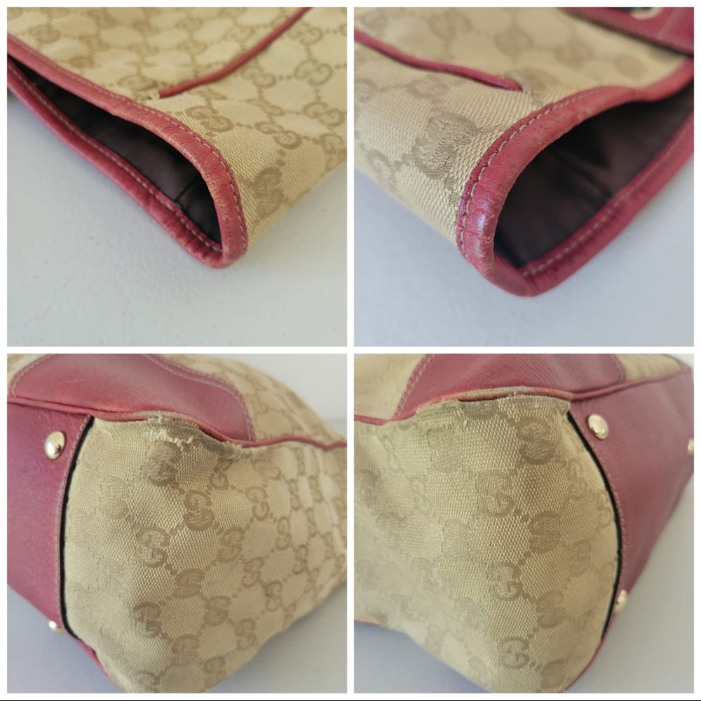 GUCCI Authentic GG Canvas Red Leather Princy Tote Bag - Picture 7 of 7